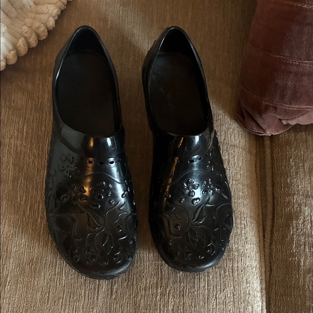 Dansko Black Embossed Slip-On Clogs